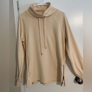 Cozy, Size medium, Cream color, Mock neck with drawstring, Oversized sweatshirt